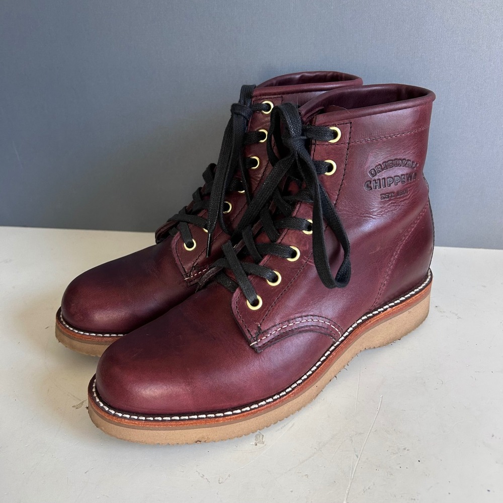 Chippewa Service Boots women's 7.5 Workwear Utility Burgundy Leather USA 1901W25